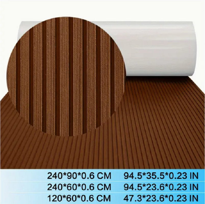 Self-Stick Boat Floor Mat: EVA Foam Synthetic Teak Carpet for Kayaks