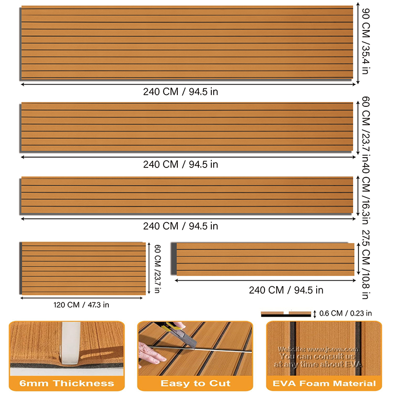 Faux Teak EVA Yacht Mat – Non-Slip EVA Foam Decking Pad for Boats, Yachts, and Marine Flooring